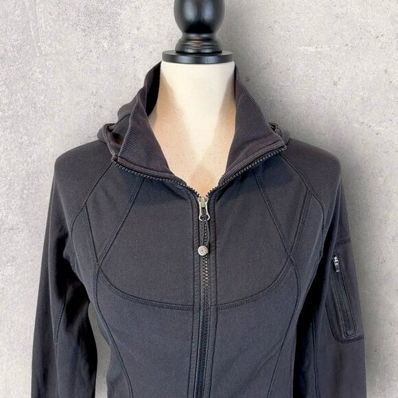 Athleta Slub Strength Lightweight Jacket Full Zip Hoodie Dark Gray XS - Picture 2 of 15